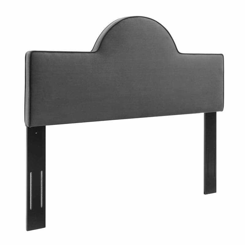 Modway Dawn Twin Modern Performance Velvet Headboard in Charcoal