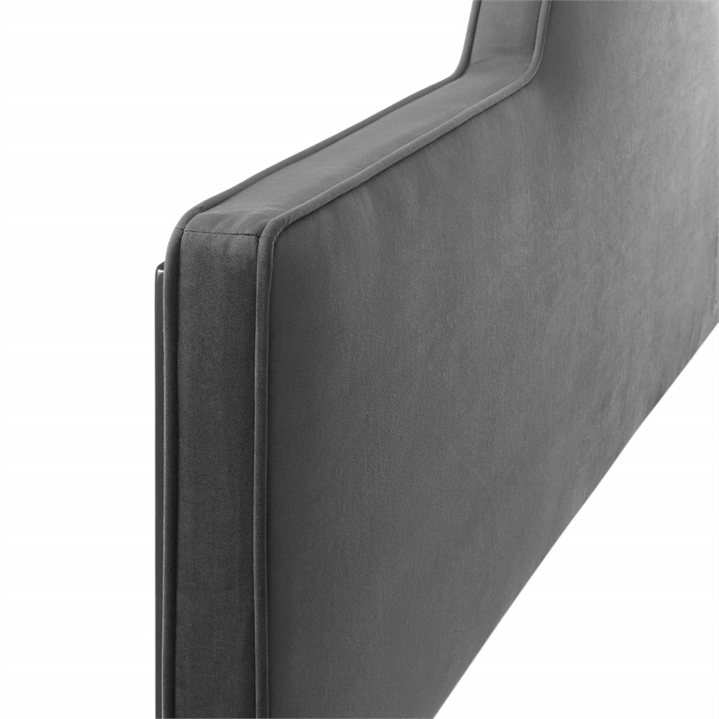 Modway Dawn Twin Modern Performance Velvet Headboard in Charcoal
