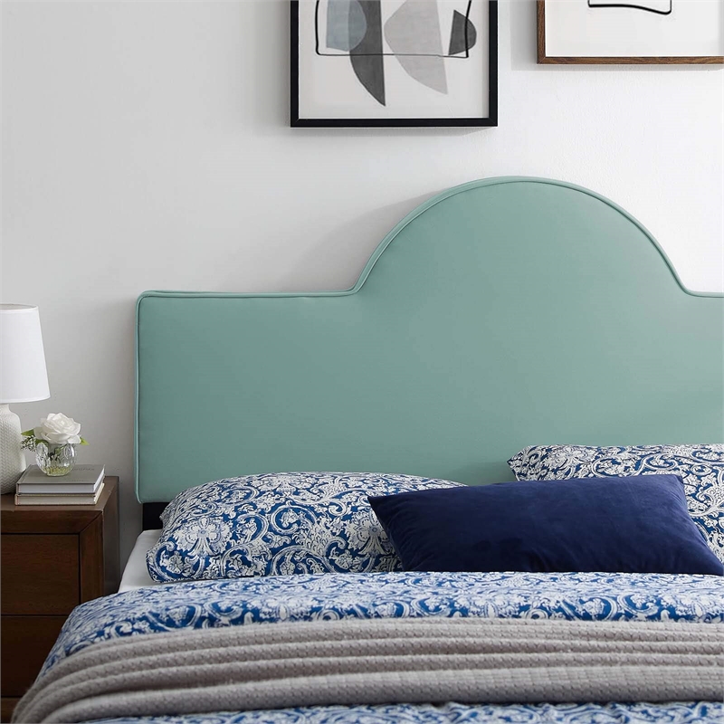 Modway Dawn Twin Modern Performance Velvet Headboard in Mint Green