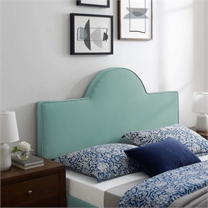 Modway Dawn Twin Modern Performance Velvet Headboard in Mint Green