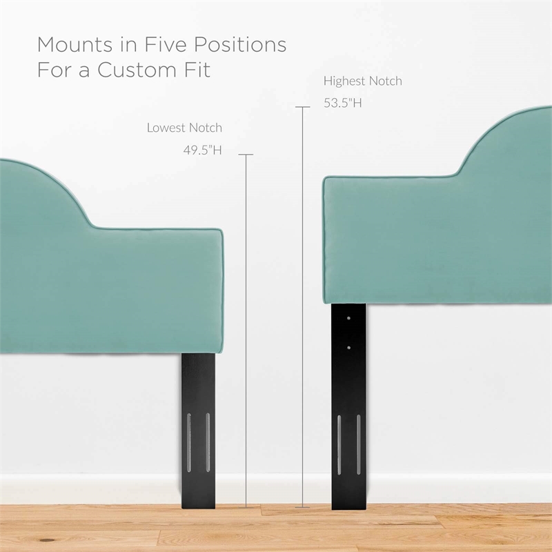 Modway Dawn Twin Modern Performance Velvet Headboard in Mint Green