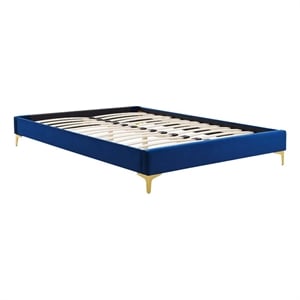modway sutton twin modern performance velvet bed frame in navy