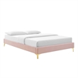 Modway Sutton Twin Modern Performance Velvet Bed Frame in Pink