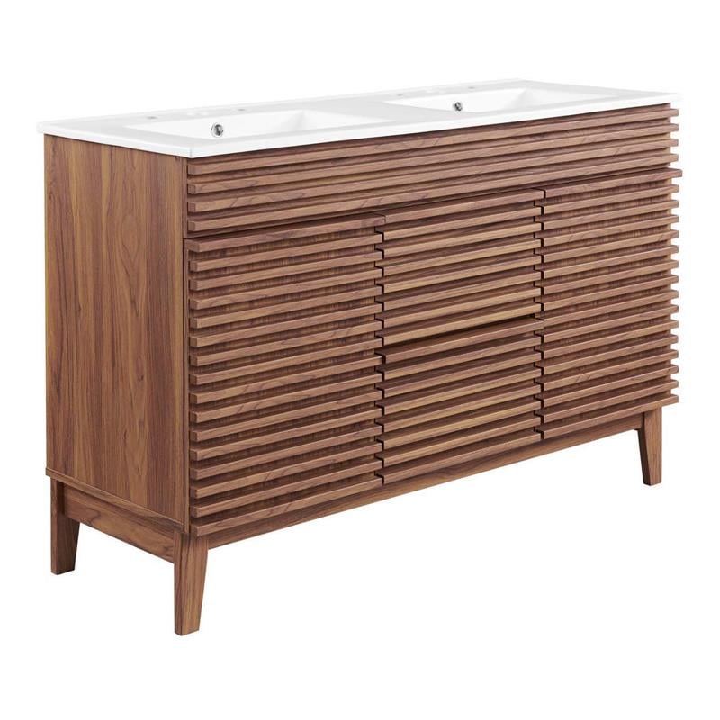Modway Render 48 Modern Wood Double Sink Bathroom Vanity In Walnut White Eei 4441 Wal Whi Modway Render 48 Modern Wood Double, Render 48 Double Sink Bathroom Vanity Walnut White