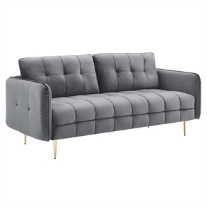 Modway Cameron Tufted Modern Performance Velvet Sofa in Gray