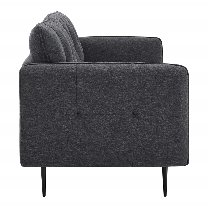 Modway Cameron Upholstered Modern Fabric Sofa with Metal Legs in Charcoal/Black