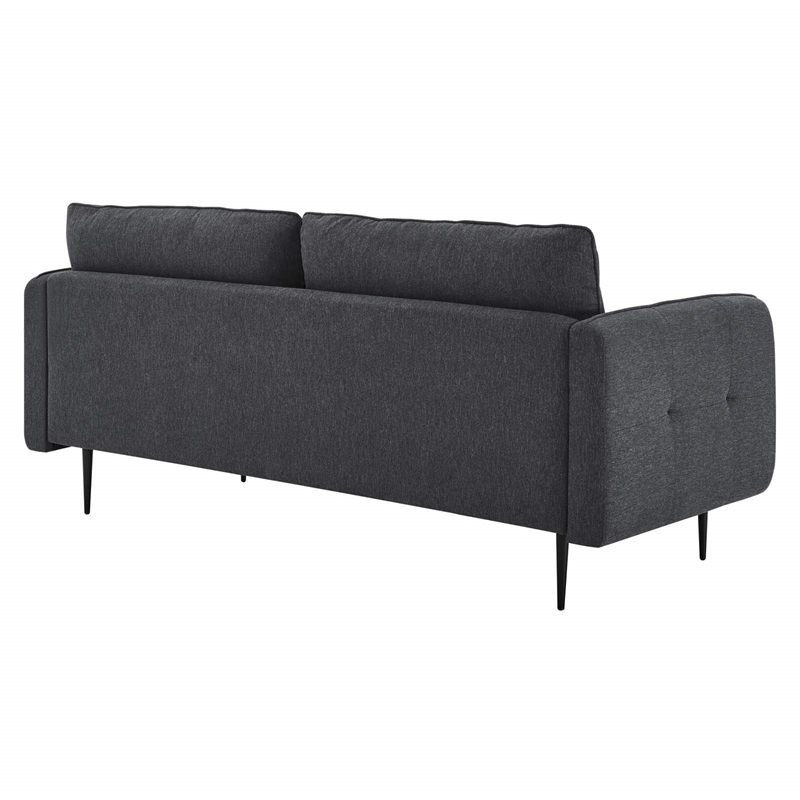 Modway Cameron Upholstered Modern Fabric Sofa with Metal Legs in Charcoal/Black