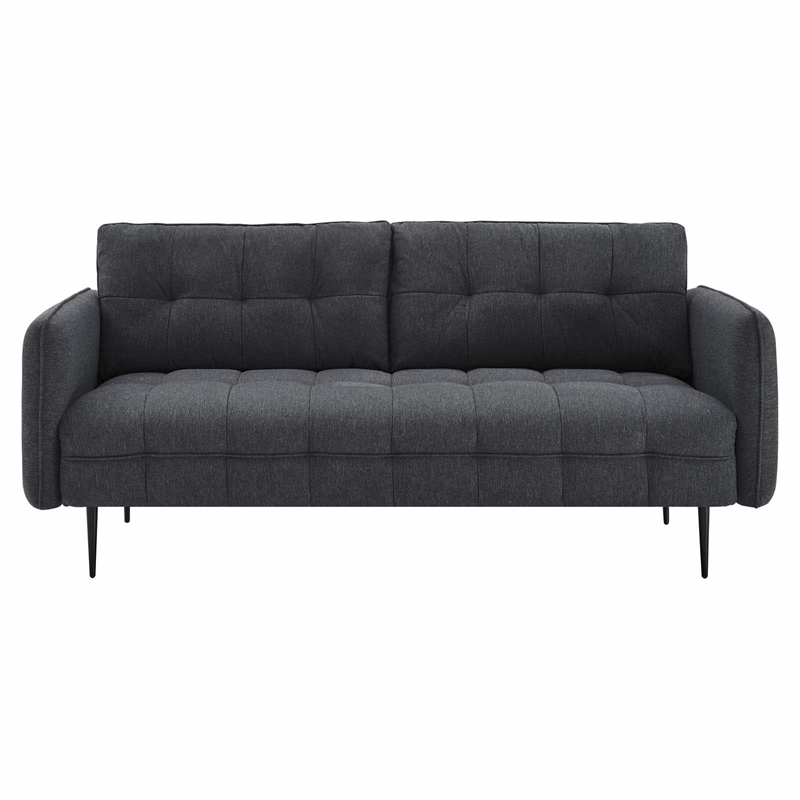 Modway Cameron Upholstered Modern Fabric Sofa with Metal Legs in Charcoal/Black