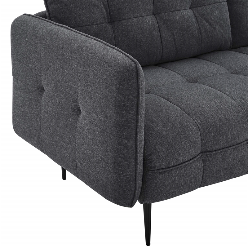 Modway Cameron Upholstered Modern Fabric Sofa with Metal Legs in Charcoal/Black
