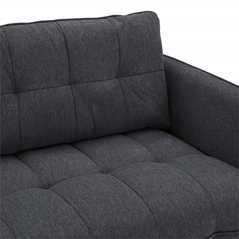 Modway Cameron Upholstered Modern Fabric Sofa with Metal Legs in Charcoal/Black
