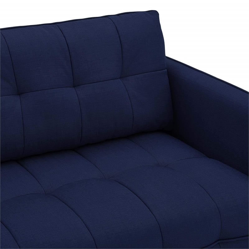 Modway Cameron Upholstered Modern Fabric Sofa with Metal Legs in Blue/Black