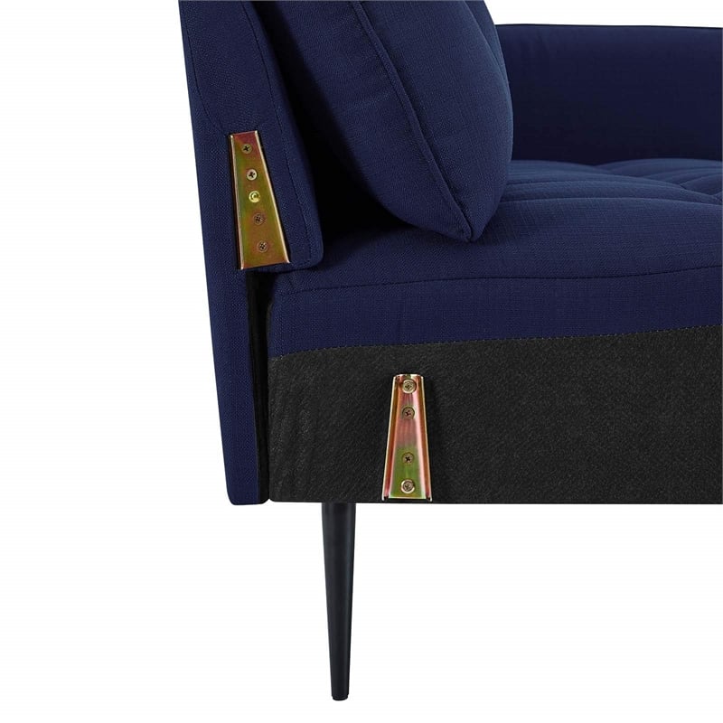 Modway Cameron Upholstered Modern Fabric Sofa with Metal Legs in Blue/Black