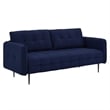 Modway Cameron Upholstered Modern Fabric Sofa with Metal Legs in Blue/Black