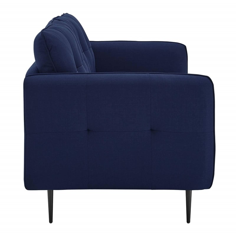 Modway Cameron Upholstered Modern Fabric Sofa with Metal Legs in Blue/Black