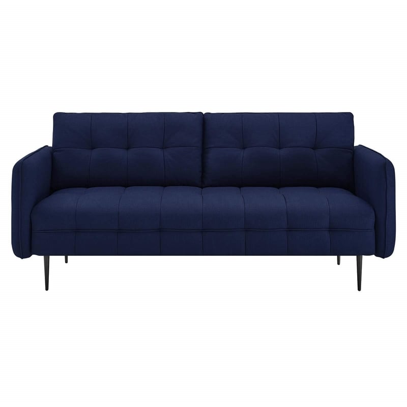 Modway Cameron Upholstered Modern Fabric Sofa with Metal Legs in Blue/Black