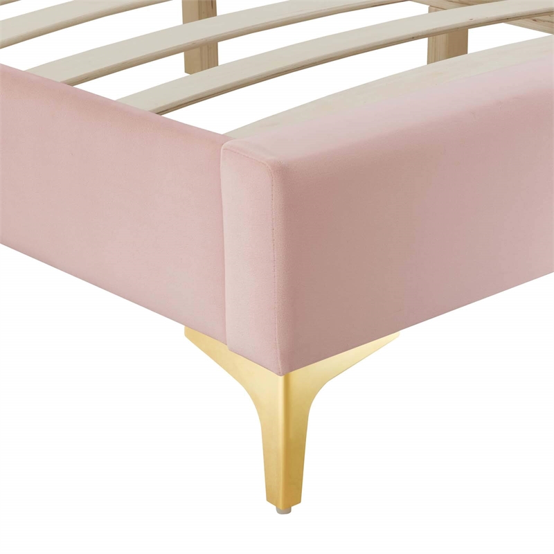 Modway Sutton Full Modern Performance Velvet Bed Frame in Pink