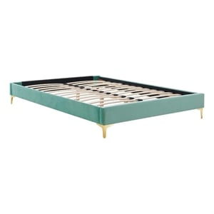 modway sutton king modern performance velvet bed frame in mint green