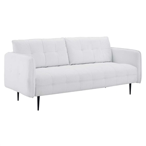 Modway Cameron 34&quot Tufted Modern Fabric Sofa with Black Metal Legs in White