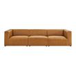 Modway Bartlett 3-piece Tufting Modern Upholstered Vegan Leather Sofa in Tan