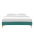 Modway Sutton King Modern Performance Velvet Bed Frame in Teal Green