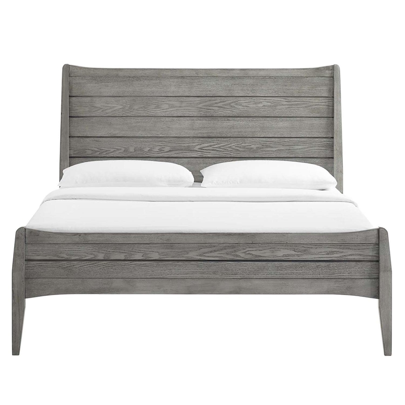 Modway Georgia 3-Piece Rubberwood and MDF Queen Bedroom Set in Gray