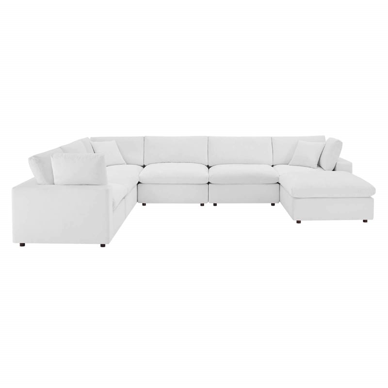 Modway Commix 7-Piece Performance Velvet Sectional Sofa in White