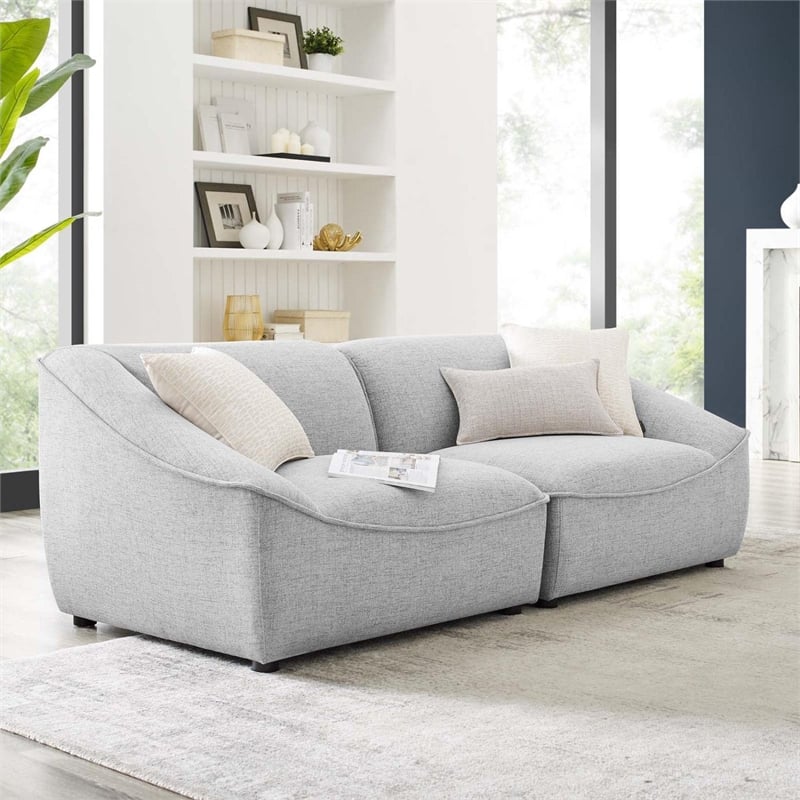 Modway Comprise 2-Piece Modern Fabric Loveseat in Light Gray/Black
