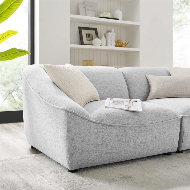 Modway Comprise 2-Piece Modern Fabric Loveseat in Light Gray/Black