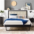 Modway Willow Queen Wood Platform Bed with Angular Frame in Black/Beige