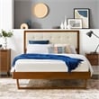Modway Willow Queen Wood Platform Bed with Angular Frame in Walnut/Beige