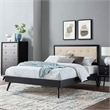 Modway Willow Queen Wood Platform Bed with Splayed Legs in Black/Beige