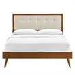 Modway Willow Queen Wood Platform Bed with Splayed Legs in Walnut/Beige