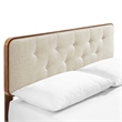 Modway Bridgette King Wood Platform Bed with Angular Frame in Walnut/Beige