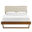 Modway Bridgette King Wood Platform Bed with Angular Frame in Walnut/Beige