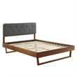 Modway Bridgette King Wood Platform Bed with Angular Frame in Walnut/Charcoal