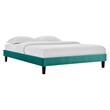 Modway Elise Twin Modern Style Performance Velvet Platform Bed in Teal Green