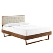 Modway Bridgette Queen Wood Platform Bed with Angular Frame in Walnut/Beige