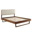 Modway Bridgette Queen Wood Platform Bed with Angular Frame in Walnut/Beige