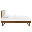 Modway Bridgette Queen Wood Platform Bed with Angular Frame in Walnut/Beige