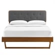 Modway Bridgette Queen Wood Platform Bed with Angular Frame in Walnut/Charcoal