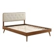 Modway Bridgette Queen Wood Platform Bed with Splayed Legs in Walnut/Beige