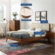 Modway Bridgette Queen Wood Platform Bed with Splayed Legs in Walnut/Beige
