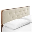 Modway Bridgette Queen Wood Platform Bed with Splayed Legs in Walnut/Beige