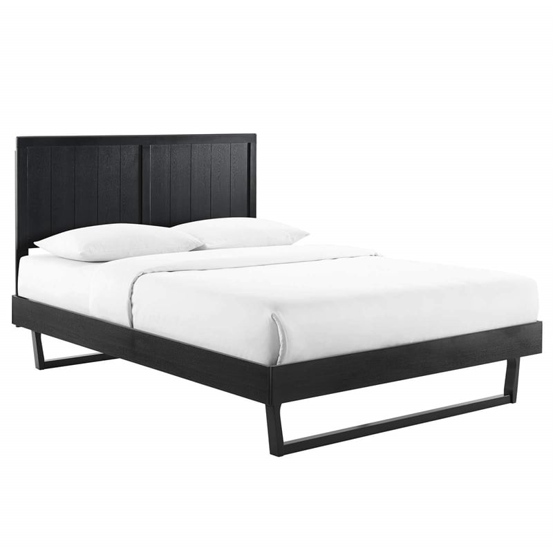 Modway Alana Full Wood Platform Bed with Angular Frame in Black