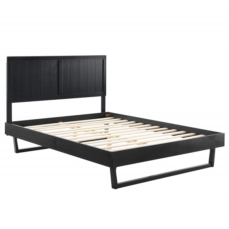 Modway Alana Full Wood Platform Bed with Angular Frame in Black