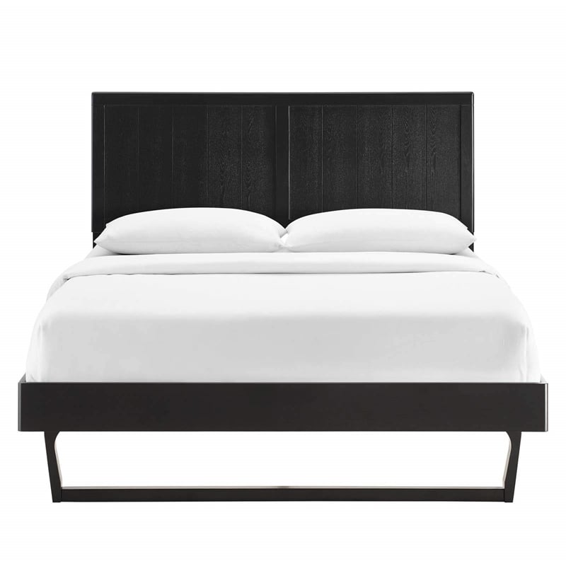 Modway Alana Full Wood Platform Bed with Angular Frame in Black