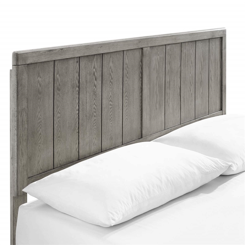 Modway Alana Full Wood Platform Bed with Angular Frame in Gray