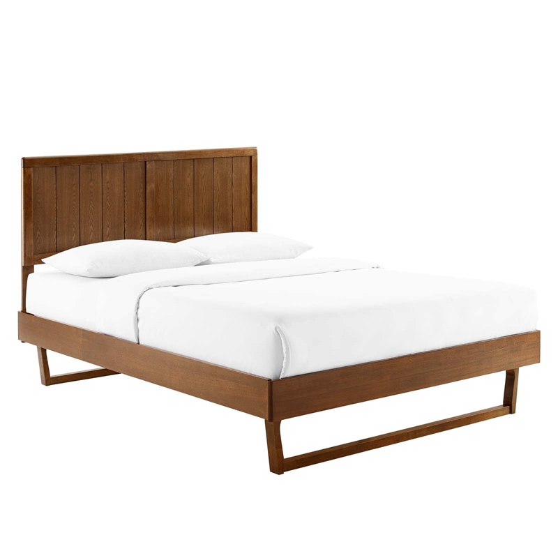 Modway Alana Full Wood Platform Bed with Angular Frame in Walnut