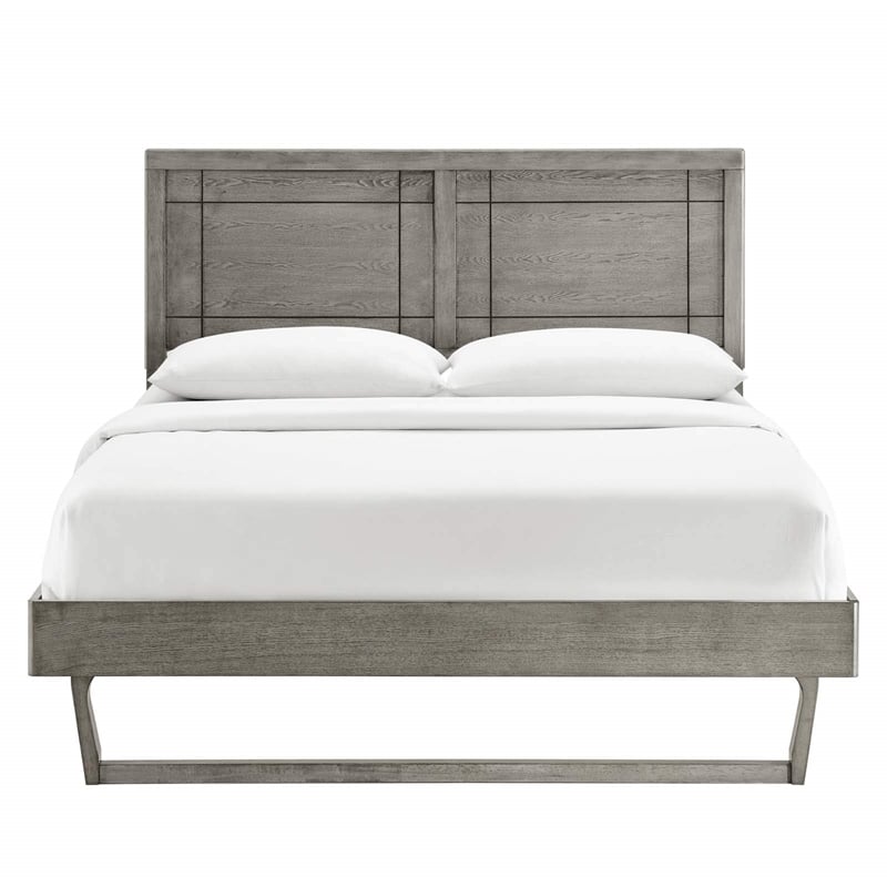 Modway Marlee Full Wood Platform Bed with Angular Frame in Gray