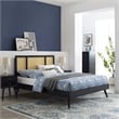 Modway Kelsea Cane Rattan and Wood King Platform Bed with Splayed Legs in Black